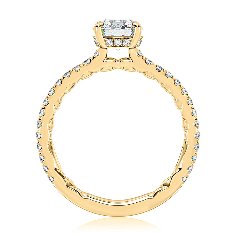 Classic Round Center Diamond Engagement Ring with a Hidden Halo