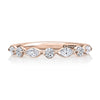 Delicate Halfway Alternating Round and Marquise Diamond Wedding Band