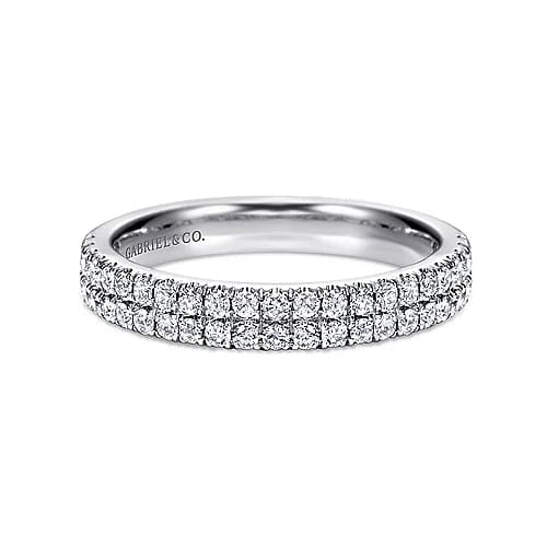 14K White Gold Double Row Diamond Anniversary Band ct
