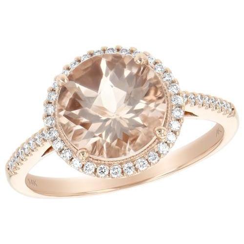 Round Morganite and Diamond Ring Ring Allison Kaufman [Everett Jewelry Shreveport Louisiana]