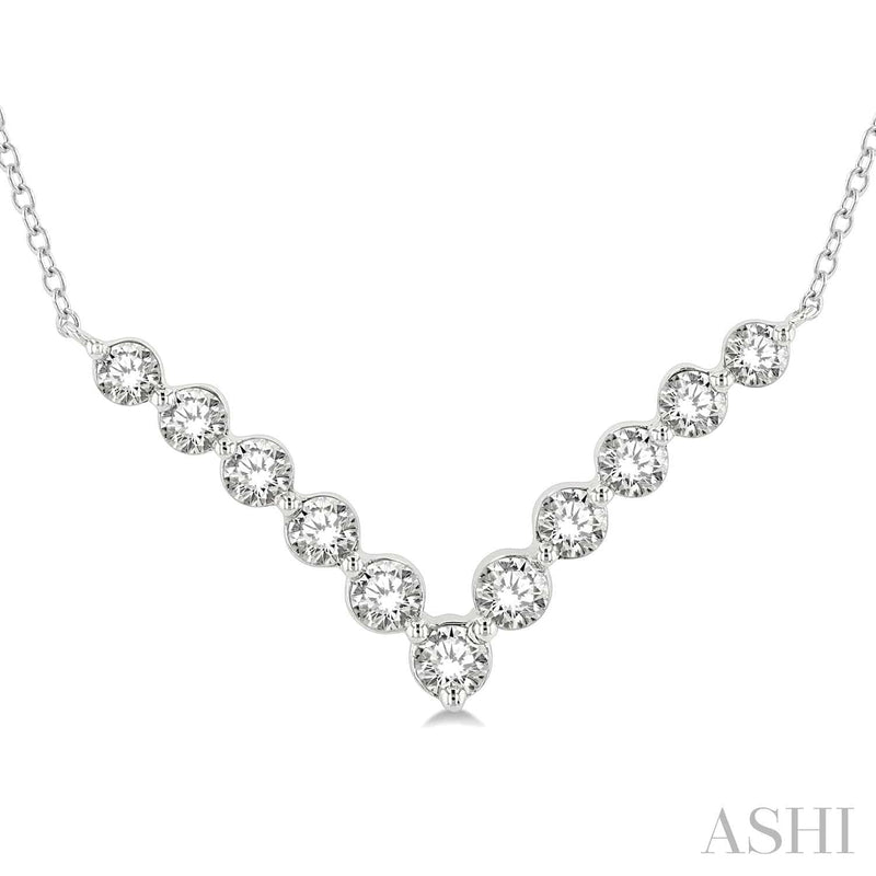 Ashi Necklaces and Pendants Chevron Diamond Necklace 1/2ctw