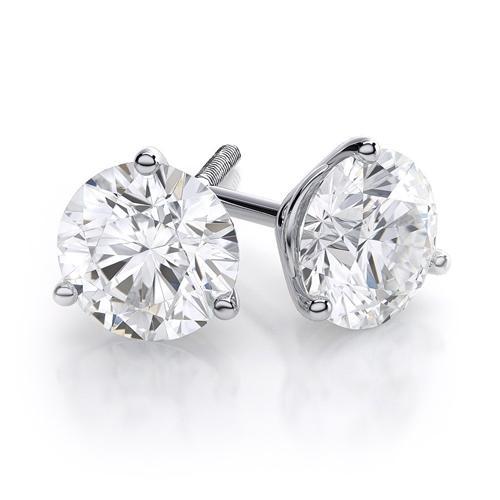 Round Black Diamond Stud Earrings in White Gold (3 ctw)