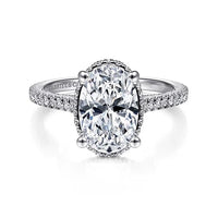 Gabriel Bridal ENGAGEMENT RINGS Camden - 14K White Gold Hidden Halo Oval Diamond Engagement Ring