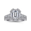 Gabriel Bridal ENGAGEMENT RINGS Lago - Art Deco 14K White Gold Halo Emerald Cut Diamond Engagement Ring