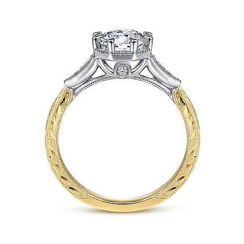 Gabriel Bridal ENGAGEMENT RINGS Sanna - Vintage Inspired 14K White-Yellow Gold Round Diamond Channel Set Engagement Ring