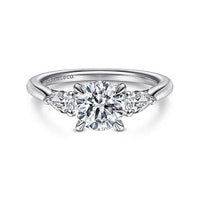 Gabriel Bridal ENGAGEMENT RINGS Sunday - 14K White Gold Round 3 Stone Diamond Engagement Ring
