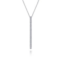 Gabriel Fashion Necklaces and Pendants 14K White Gold Diamond Bar Pendant Necklace