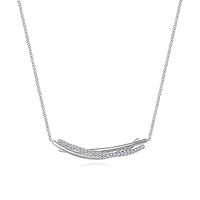 Gabriel Fashion Necklaces and Pendants 925 Sterling Silver White Sapphire Bar Necklace
