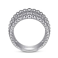 Gabriel Fashion Rings 925 Sterling Silver White Sapphire Wide Bujukan Ring