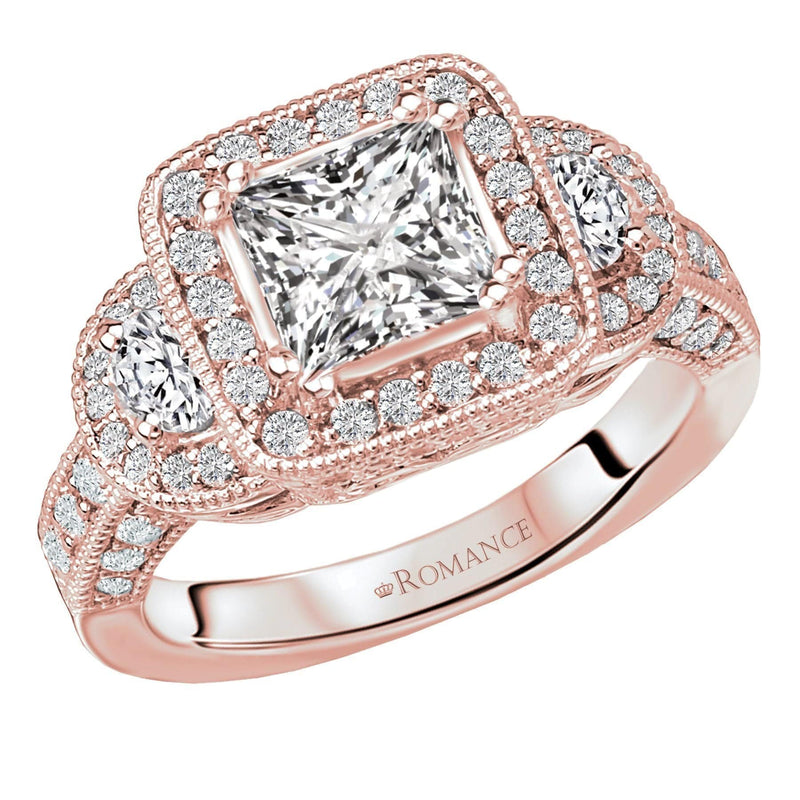 18kt Halo with Side Diamonds ENGAGEMENT RINGS Romance [Everett Jewelry Shreveport Louisiana]