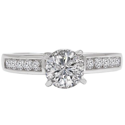 18kt Solitaire with Channel Set Side Diamonds ENGAGEMENT RINGS Romance [Everett Jewelry Shreveport Louisiana]