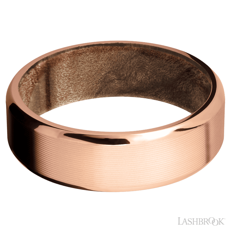 14K Rose Gold with Machine , Polish Finish and Maple Burl - Everett Jewelry