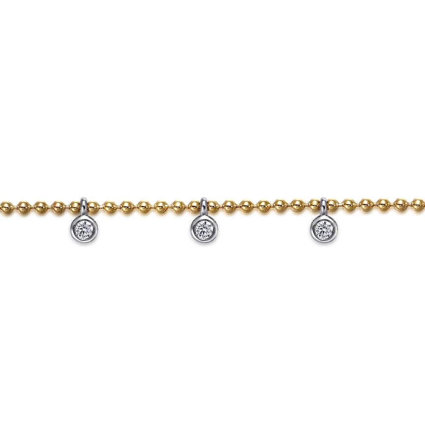 14K White and Yellow Gold Bujukan White Sapphire Droplet Bracelet - Everett Jewelry