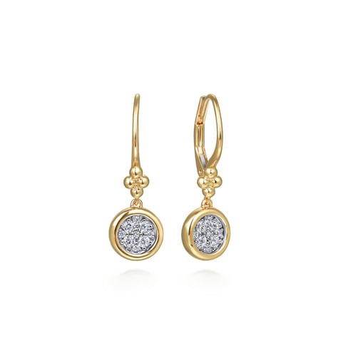 14K White and Yellow Gold Diamond Cluster Bujukan Lever Back Earrings - Everett Jewelry
