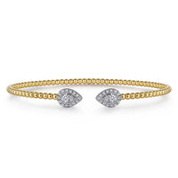 14K White and Yellow Gold Diamond Pear Shape Bujukan Bangle - Everett Jewelry