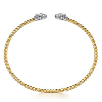 14K White and Yellow Gold Diamond Pear Shape Bujukan Bangle - Everett Jewelry