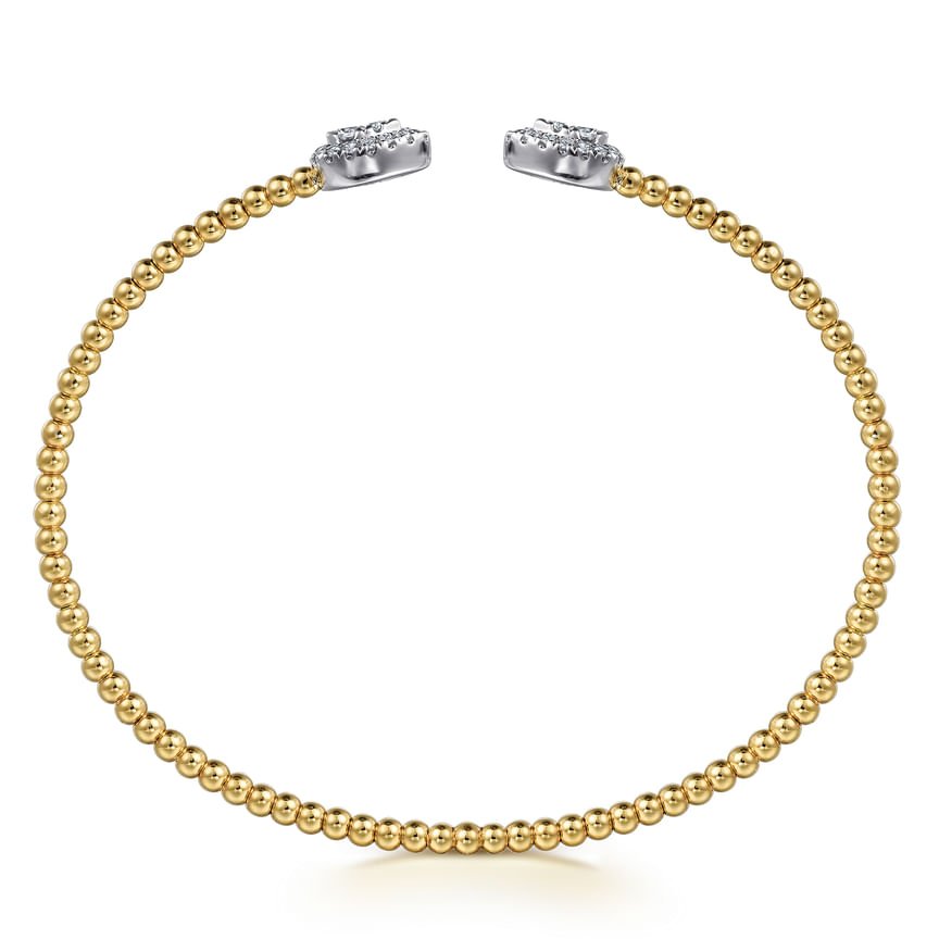 14K White and Yellow Gold Diamond Pear Shape Bujukan Bangle - Everett Jewelry