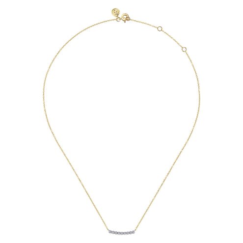 14K White and Yellow Gold White Sapphire Bar Necklace - Everett Jewelry