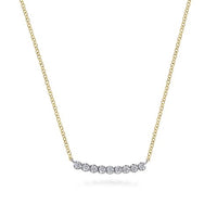 14K White and Yellow Gold White Sapphire Bar Necklace - Everett Jewelry