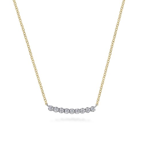 14K White and Yellow Gold White Sapphire Bar Necklace - Everett Jewelry