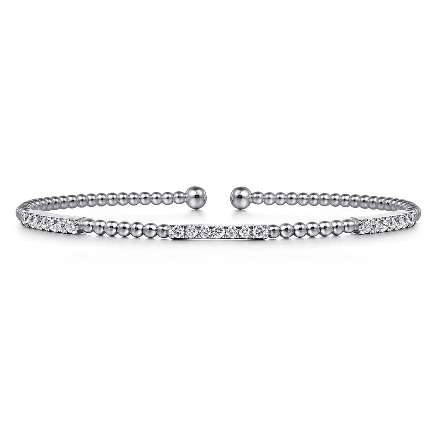 14K White Gold Bujukan Diamond Stations Bangle - Everett Jewelry