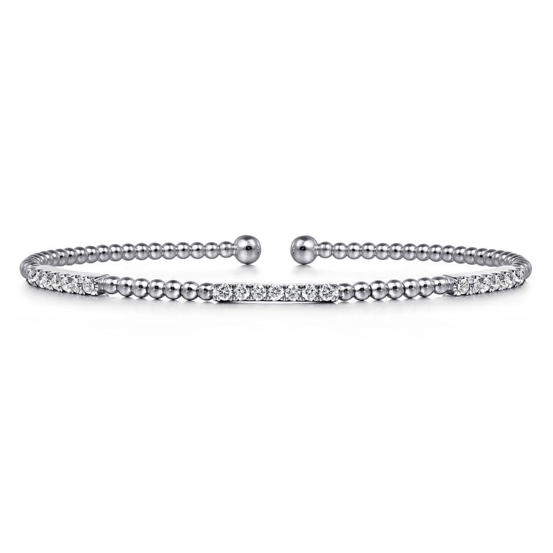 14K White Gold Bujukan Diamond Stations Bangle - Everett Jewelry