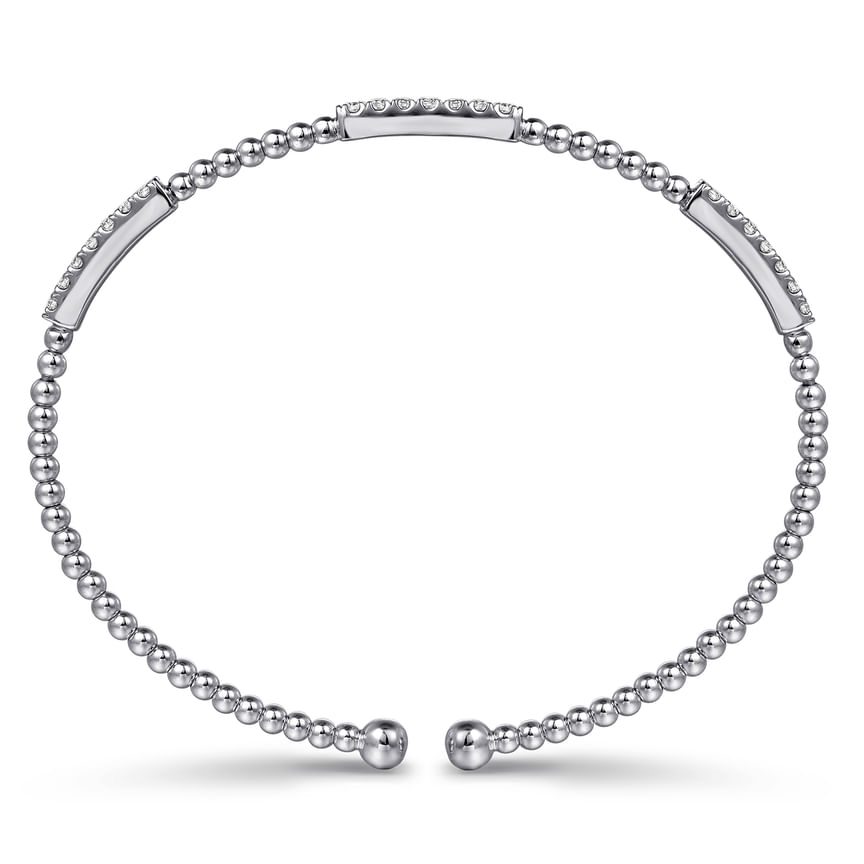 14K White Gold Bujukan Diamond Stations Bangle - Everett Jewelry
