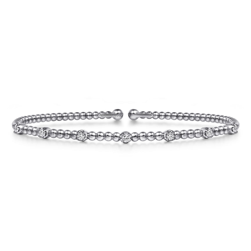 14K White Gold Diamond Bangle - Everett Jewelry