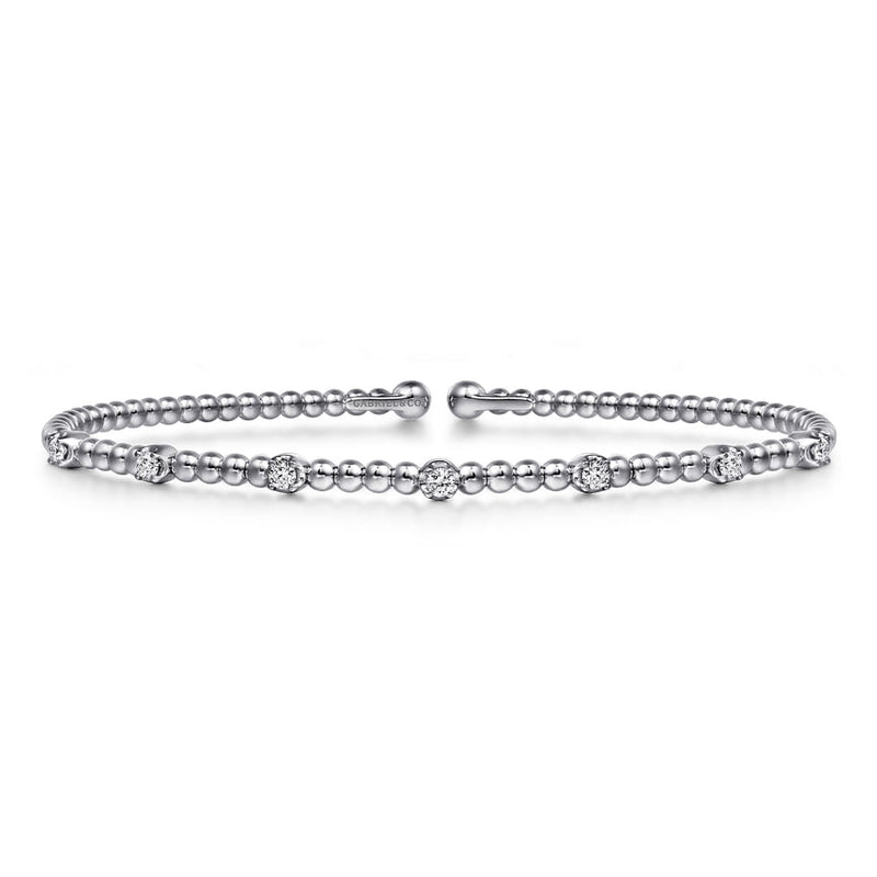 14K White Gold Diamond Bangle - Everett Jewelry
