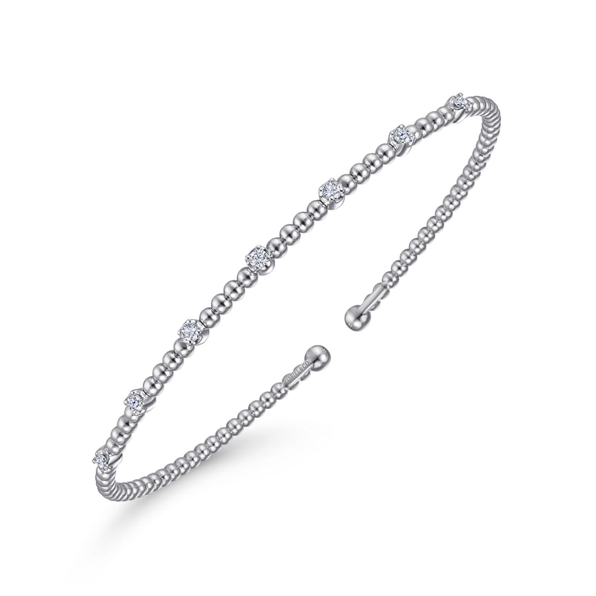 14K White Gold Diamond Bangle - Everett Jewelry