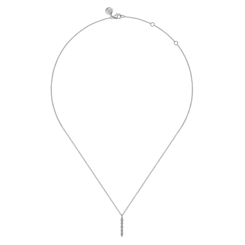 14K White Gold Diamond Bar Necklace - Everett Jewelry