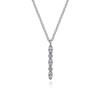 14K White Gold Diamond Bar Necklace - Everett Jewelry