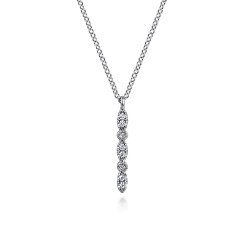 14K White Gold Diamond Bar Necklace - Everett Jewelry