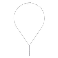 14K White Gold Diamond Bar Pendant Necklace - Everett Jewelry