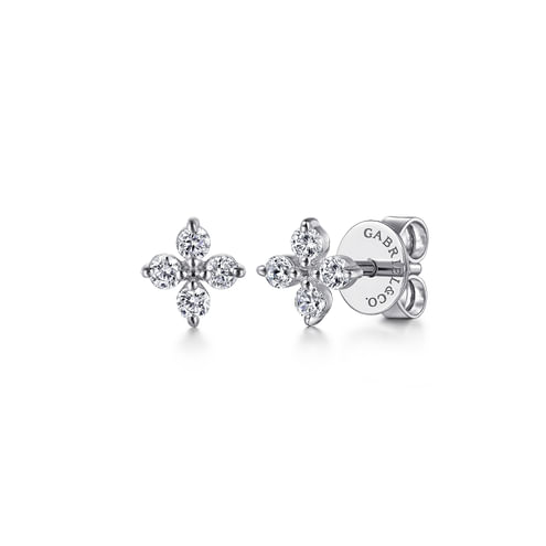 14K White Gold Diamond Stud Earrings - Everett Jewelry