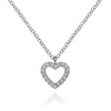 14K White Gold Open Heart Diamond Pendant Necklace - Everett Jewelry