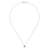 14K White Gold Round Swiss Blue Topaz and Diamond Halo Pendant Necklace - Everett Jewelry