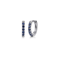 14K White Gold Sapphire Huggie Earrings - Everett Jewelry
