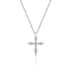 14K White Gold Sculpted Diamond Cross Pendant Necklace - Everett Jewelry