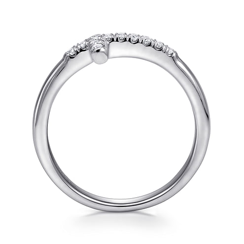 14K White Gold Sideways Diamond Cross Ring - Everett Jewelry