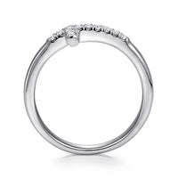 14K White Gold Sideways Diamond Cross Ring - Everett Jewelry
