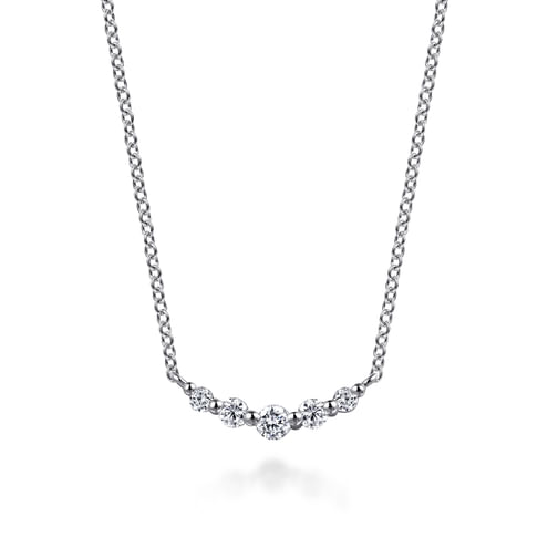 14K White Gold White Sapphire Bar Necklace - Everett Jewelry