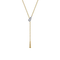 14K White Yellow Gold Bujukan And Diamond Y Necklace - Everett Jewelry