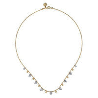 14K White Yellow Gold Bujukan Beads and Diamond Droplet Necklace - Everett Jewelry