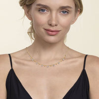 14K White Yellow Gold Bujukan Beads and Diamond Droplet Necklace - Everett Jewelry