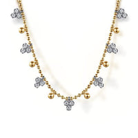 14K White Yellow Gold Bujukan Beads and Diamond Droplet Necklace - Everett Jewelry
