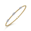 14K White - Yellow Gold Bujukan Diamond Marquise Stations Bangle - Everett Jewelry