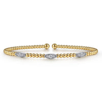 14K White - Yellow Gold Bujukan Diamond Marquise Stations Bangle - Everett Jewelry