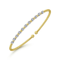 14K White - Yellow Gold Bujukan Diamond Split Bangle - Everett Jewelry