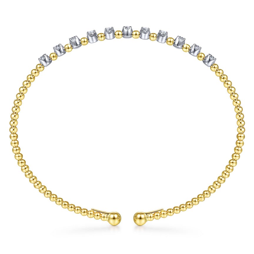 14K White - Yellow Gold Bujukan Diamond Split Bangle - Everett Jewelry